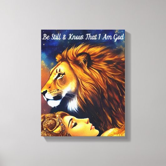 Wees nog steeds weten Ik ben God Psalmen 46 Gold L Canvas Afdruk (Voorkant)