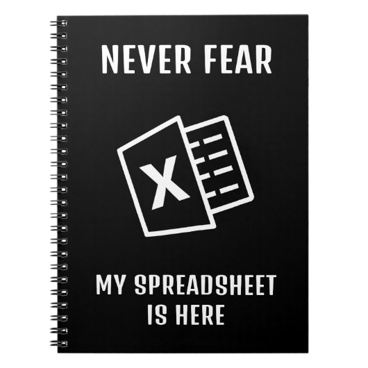 Wees nooit bang dat mijn spreadsheet grappig is notitieboek (Voorkant)