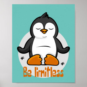 Wees onbeperkt Kawaii Funny Penguin Doing Yoga Pos Poster