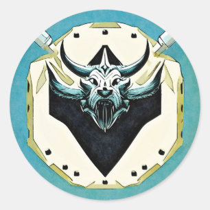 Wees onbevreesd als de Vikingen, met schild in han Ronde Sticker