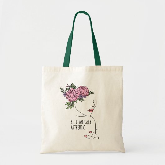 Wees onbevreesd Authentieke Quote met Bloem Tote Bag (Voorkant)