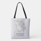 Wees onbevreesd Bloemen Hoofd Vrouwelijk Tote Bag (Achterkant)