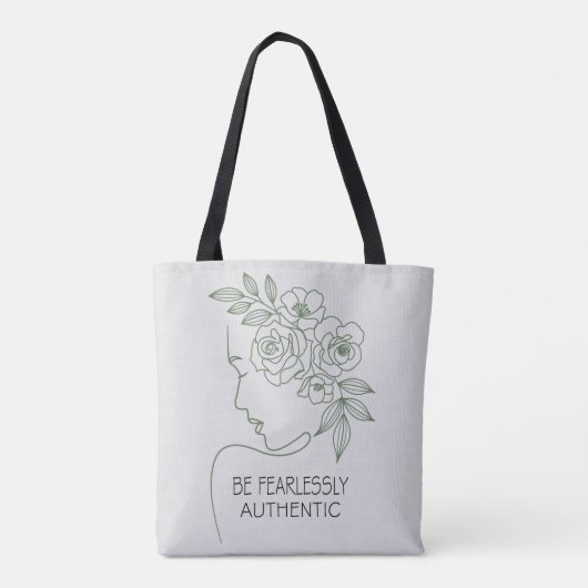 Wees onbevreesd Bloemen Hoofd Vrouwelijk Tote Bag (Achterkant)