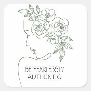 Wees onbevreesd Bloemen Hoofd Vrouwelijk Vierkante Sticker