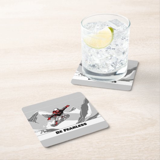 Wees onbevreesd - Snowboarder Kartonnen Onderzetters (Insitu)