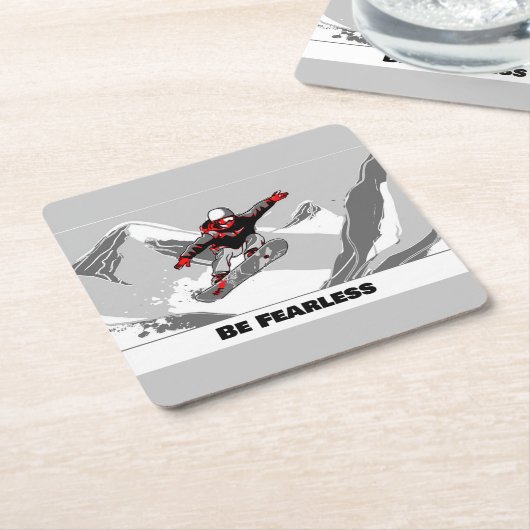 Wees onbevreesd - Snowboarder Kartonnen Onderzetters (Schuin)