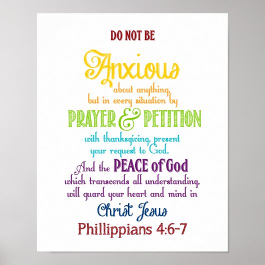 Wees ongerust over niets Filippijnen 4:6-7 Poster (Voorkant)