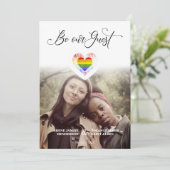 Wees Ons Gast Pride Regenboog Hart Lesbisch Homose Kaart (Staand voorkant)