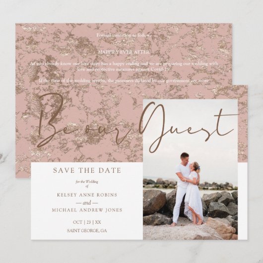 Wees ons gastfotopaar modern Roos Gold (Voorkant / Achterkant)