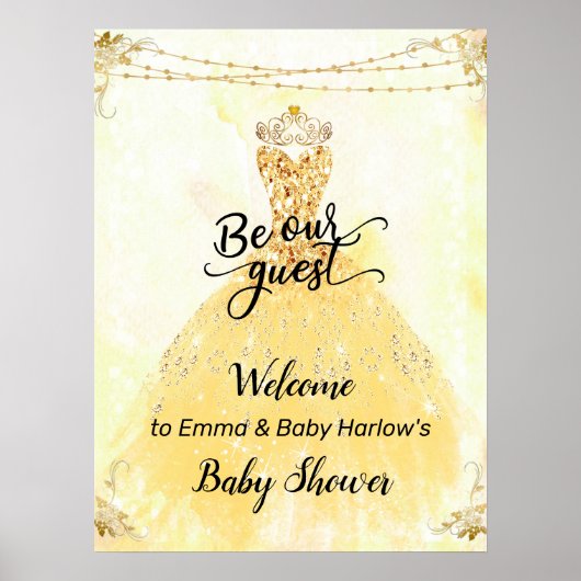 Wees ons gastprinses Baby shower Welkom Poster (Voorkant)