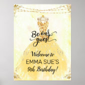 Wees ons gastprinses Birthday Welcome Sign Poster (Voorkant)
