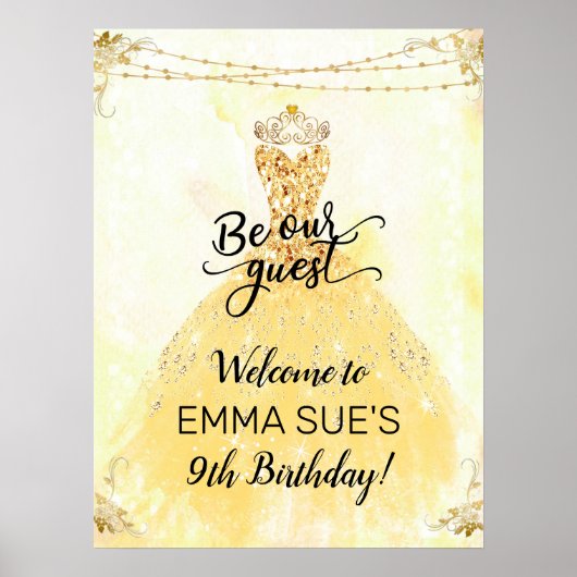 Wees ons gastprinses Birthday Welcome Sign Poster (Voorkant)