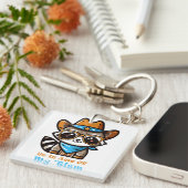 Wees ontzag voor mijn 'Tism - Schattige wasbeer gr Sleutelhanger (Voorkant Rechts)