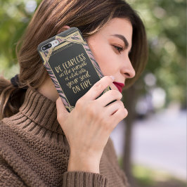 Wees onverschrokken citaat roze luipaard print art 	iPhone 8/7 hoesje