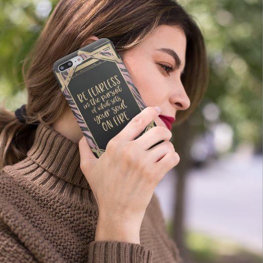 Wees onverschrokken citaat roze luipaard print art Case-Mate iPhone case
