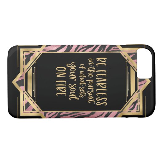 Wees onverschrokken citaat roze luipaard print art Case-Mate iPhone case (Achterkant (Horizontaal))