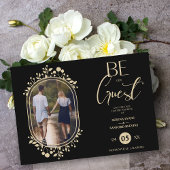 Wees onze gast Black Wedding Chic Bloem kader foto Save The Date