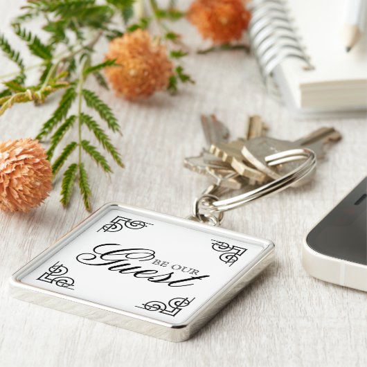 Wees onze gast decoratieve typografie sleutelhanger (Zijkant)