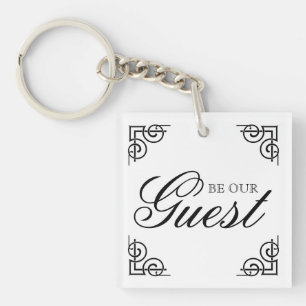 Wees onze gast decoratieve typografie sleutelhanger