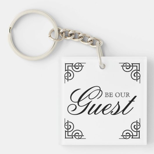 Wees onze gast decoratieve typografie sleutelhanger (voorkant)