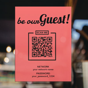 Wees onze gast op internet QR-code Wachtwoord WIFI Poster