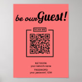 Wees onze gast op internet QR-code Wachtwoord WIFI Poster (Voorkant)