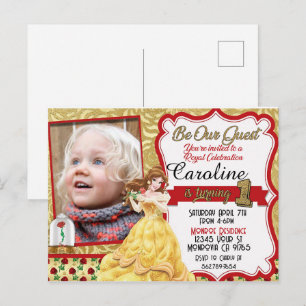 Wees onze gast prinses eerste verjaardag uitnodigi uitnodiging briefkaart