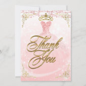 Wees onze gast Prinses Roze Goud Sweet 16 Bedankt Kaart (Achterkant)