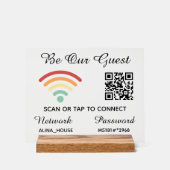 Wees onze gast QR-code WiFi-netwerk en wachtwoord Acryl Bord (Voorkant)