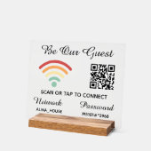 Wees onze gast QR-code WiFi-netwerk en wachtwoord Acryl Bord (Hoek)