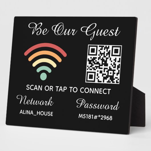 Wees onze gast QR-code WiFi-netwerk en wachtwoord Fotoplaat (Zijkant)