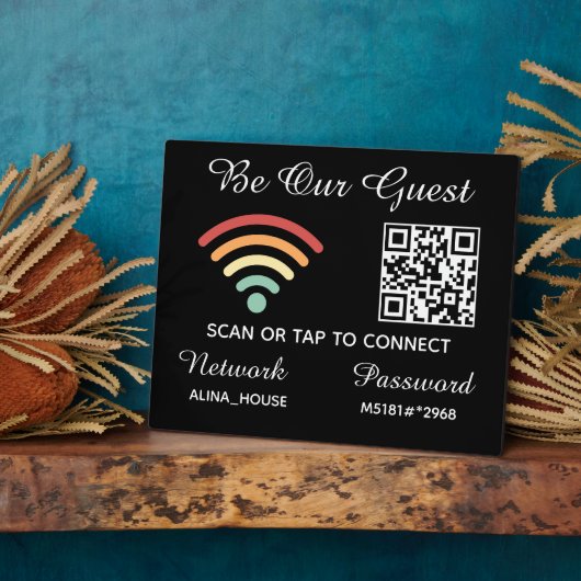 Wees onze gast QR-code WiFi-netwerk en wachtwoord Fotoplaat (Zijkant)
