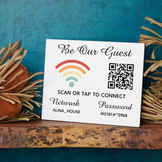 Wees onze gast QR-code WiFi-netwerk en wachtwoord Fotoplaat (Zijkant)