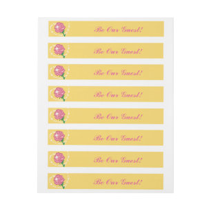 Wees onze Gast-Roze Rose Party Wrap Around Labels Adreslabel Wikkel