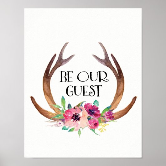Wees onze gastvrouw, Antler en Flowers Poster (Voorkant)