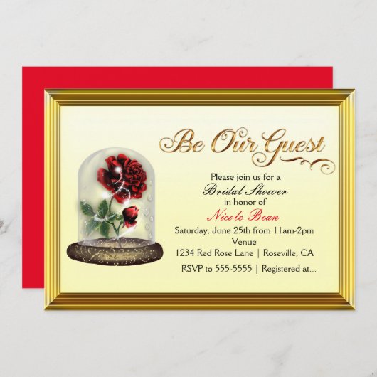 Wees onze Guest Red Rose in Glass Elegant Kaart (Voorkant / Achterkant)