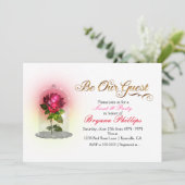 Wees onze Guest Red Rose in Glass Elegant Party Kaart (Staand voorkant)