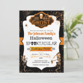 Wees onze spooktdansende skeletten kostuumfeestje  kaart (Staand voorkant)