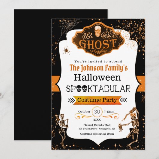 Wees onze spooktdansende skeletten kostuumfeestje kaart (Voorkant / Achterkant)