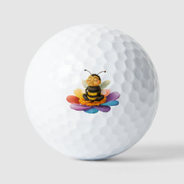 Wees op een levendige bloem die yoga doet golfballen
