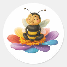 Wees op een levendige bloem die yoga doet ronde sticker