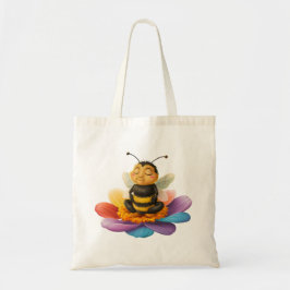 Wees op een levendige bloem die yoga doet tote bag