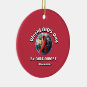 Wees op je hoede voor aids. Wereld Aids Dag. Keramisch Ornament (Rechts)