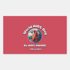 Wees op je hoede voor aids. Wereld Aids Dag. Rechthoekige Sticker