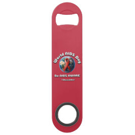 Wees op je hoede voor aids. Wereld Aids Dag. Speed Flessenopener