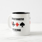 Wees opportunistische Play Bridge (Vier kaartcircu Tweekleurige Koffiemok (Voorkant links)