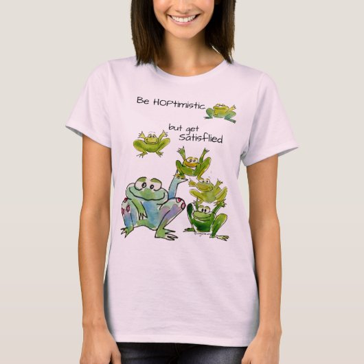 Wees optimistisch en bevleef kikkervis t-shirt (Voorkant)