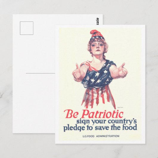 "Wees patriottisch: Save Food" WWI Poster Briefkaa Briefkaart (Voorkant / Achterkant)