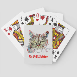 Wees PauwSitief, grappig kat citaat Pokerkaarten