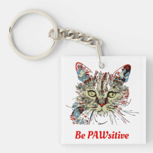 Wees PauwSitief, grappig kat citaat Sleutelhanger